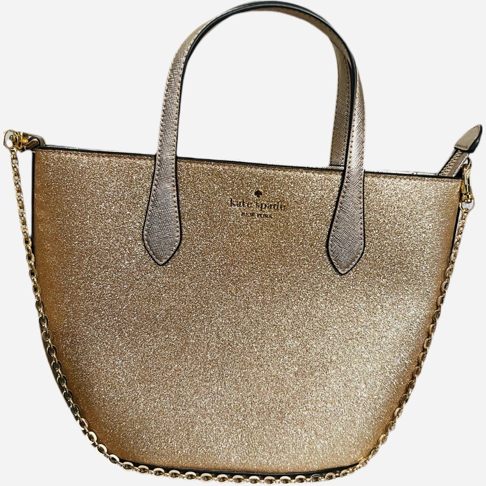 Kate Spade Glimmer Satchel in gold glitter fabric